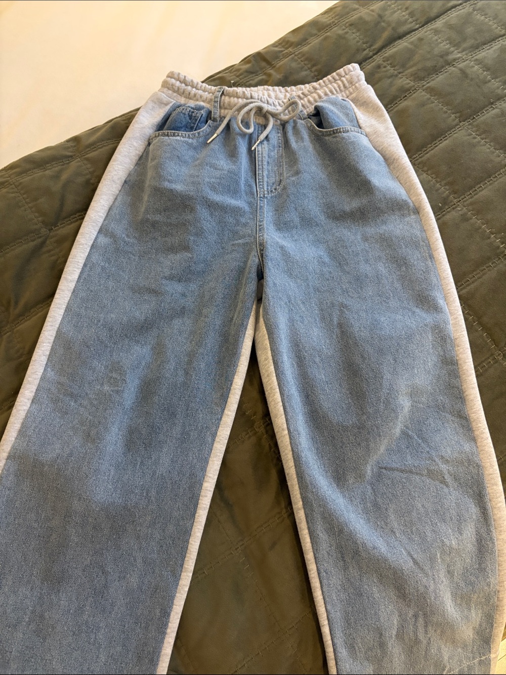 Brand new Two-Tone Light Blue Denim Jogger Pants